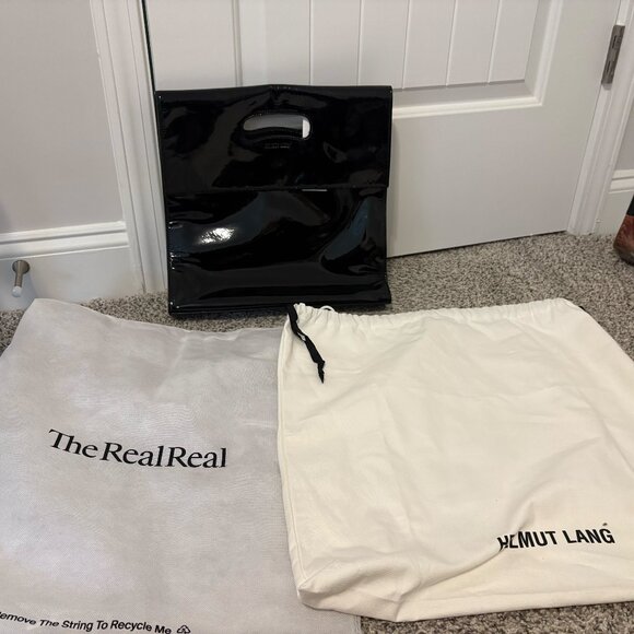 Helmut Lang NWT Black Patent Leather Flap Tote Bag - Picture 1 of 8